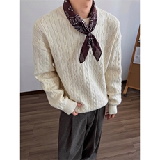 韩系简约针织衫宽松百搭慵懒风条纹毛衣情侣5Q1144-TP5098，男装针织衫/毛衣，电商A102