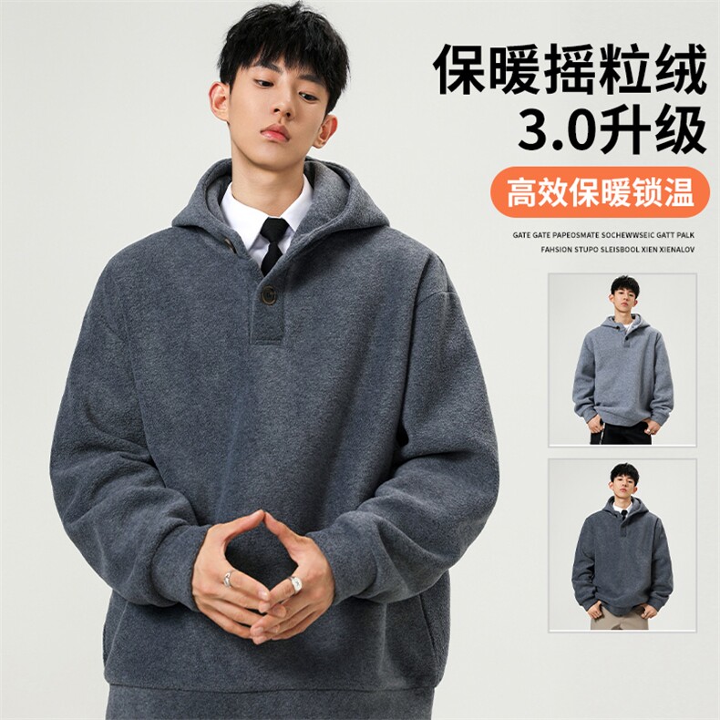 秋冬重磅加厚摇粒绒复合半开衫连帽卫衣W870特P65控108图片