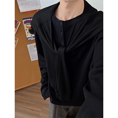 两件式秋冬打底衫披肩亨利领长T恤设计感休闲5QZ4077-TP65108，男装T恤，电商A102