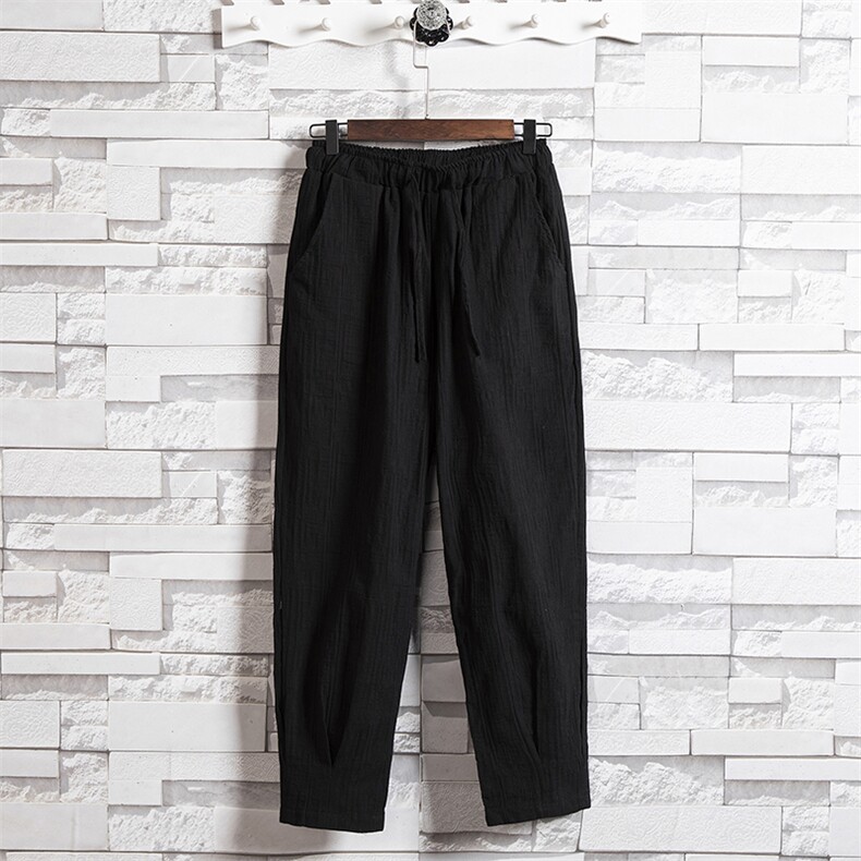 砖墙图2021港风棉麻运动裤提花大码休闲阔腿哈伦长裤子男K356/p60，男装休闲裤，电商B275