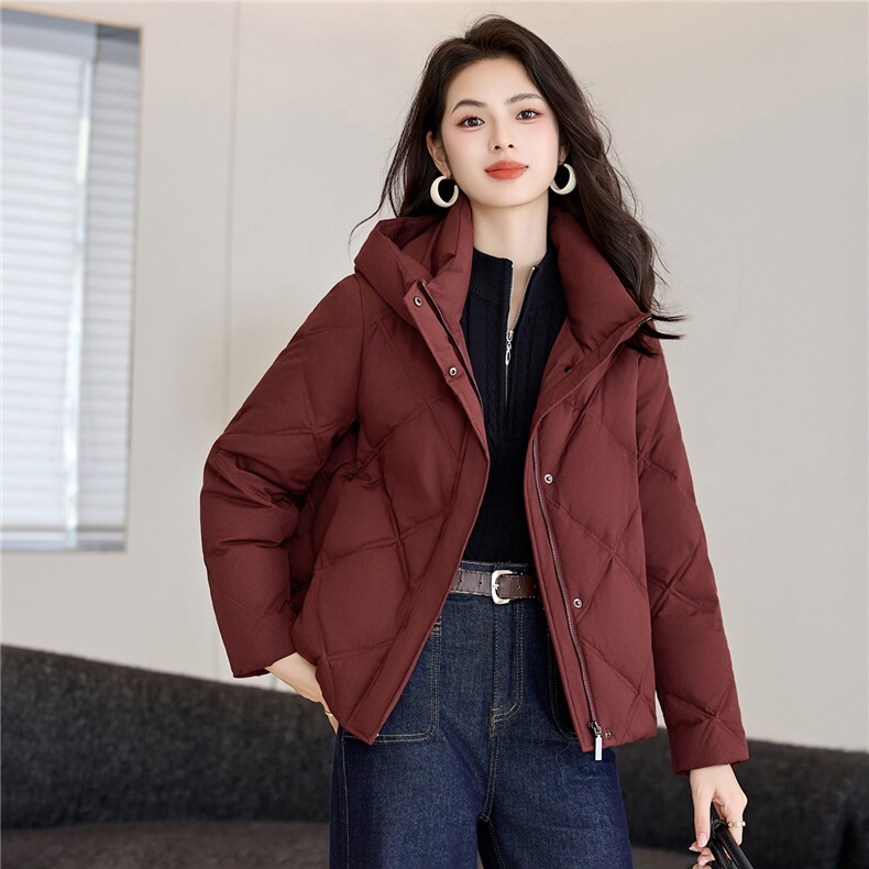 轻薄羽绒服女短款连帽小个子休闲百搭棉服2025冬季新款,女装羽绒服,阿舍尔精品