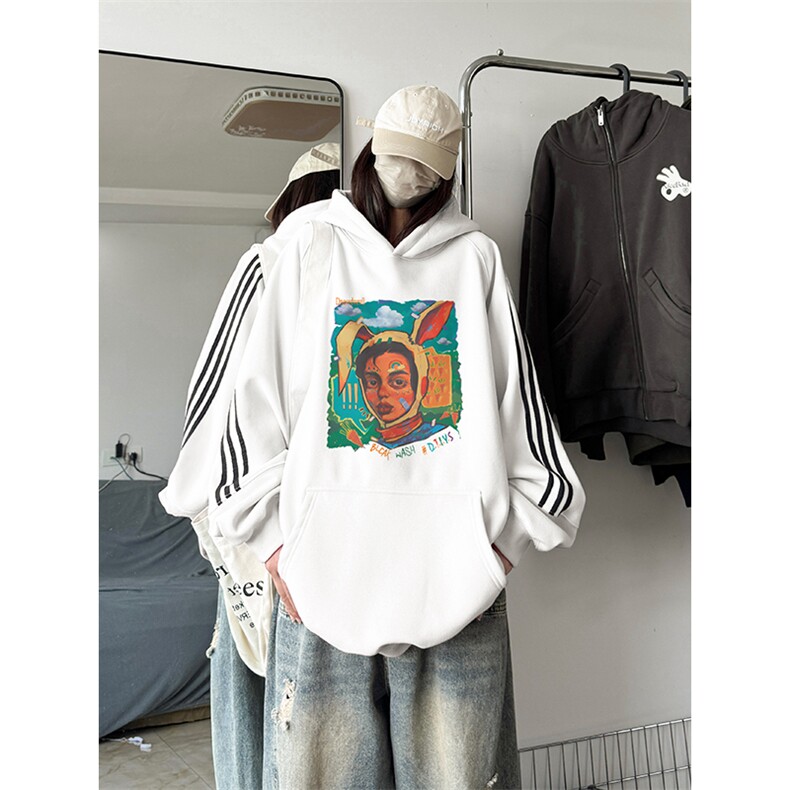 抖音得物供货提供视频秋冬重磅美式宽松织带连帽卫衣0435,男装卫衣,电商A486