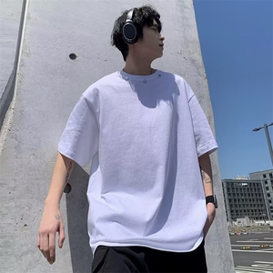 C366-P28 2024设计感小众圆领短袖夏季新款高街复古正肩t恤男现货图片