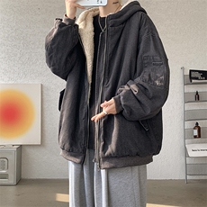 控价158牛仔棉衣男大码加绒羊羔绒牛仔棉服男棉袄NM53311-P140，男装棉衣，电商A040