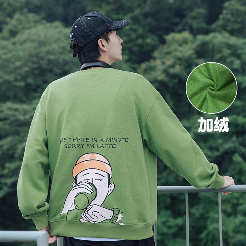 【】A003-HW3071R-P45冬装新款加绒卡通印花童趣卫衣港仔,男装卫衣,电商A003