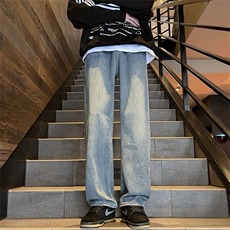 美式牛仔裤男韩版潮流高街帅直筒裤子2024春冬ins长裤RK1394-P40，男装牛仔裤，星座412-3