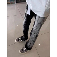 网红美式高街泼墨微喇弹力牛仔裤ZK0442-特批46，男装牛仔裤，星座313A(原308A-2)