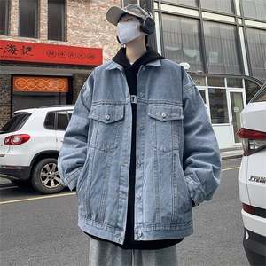 A841-P55 秋季ins潮牌百搭翻领牛仔外套男复古工装休闲夹克上衣图片