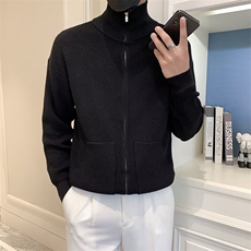 针织开衫外套男秋冬季简约纯色百搭修身毛线衣立领夹克男S702，男装针织衫/毛衣，星座1116A-2（原606A-1）
