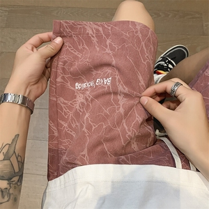 2025新款字母绣花复古灯芯绒短裤宽松 M~4XL XZ604-DK502-P35控48图片