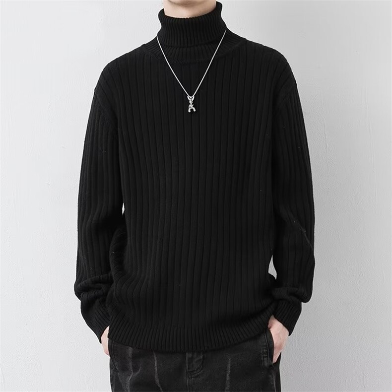 P25网络图004高领软糯鹿毛绒毛衣黑色白色灰色M-3XL,男装针织衫/毛衣,星座506A