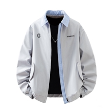 条纹撞色领字母刺绣大码M-5XL夹克男聚酯纤维JK78080P69控98，男装夹克，星座227-7