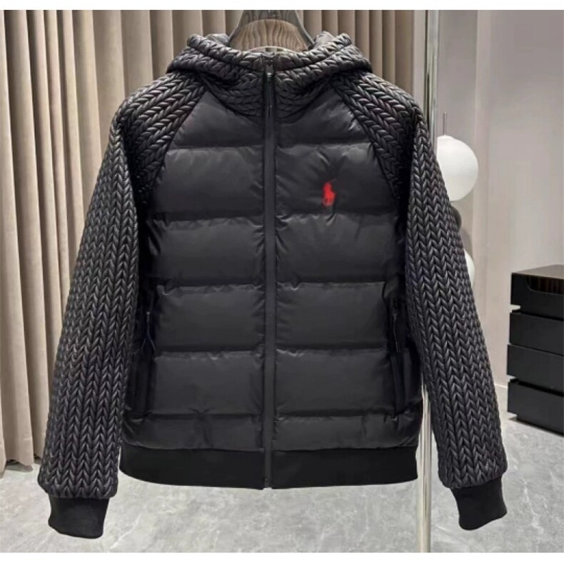 (网图)连帽刺绣棉服保暖时尚拼接轻奢黑色棉袄313B-WH01棉服-P110,男装棉衣,星座313B