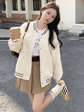 春季潮流棒球服外套女校园风简约休闲小众韩系超好看小个子上衣女，女装短外套，慧峰