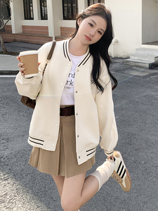 春季潮流棒球服外套女校园风简约休闲小众韩系超好看小个子上衣女图片