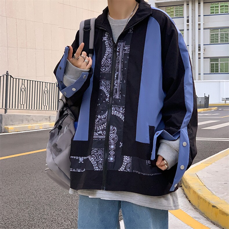 拼接外套新款韩版学生百搭潮流帅气春秋腰果夹克HY060-P70 控价89图片