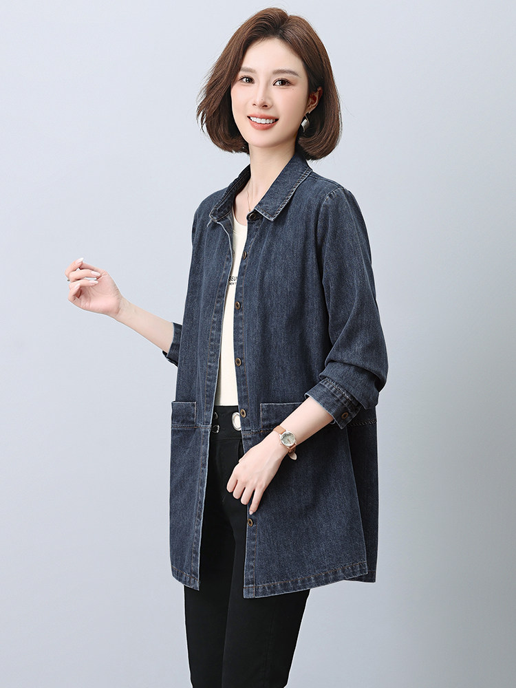 时尚百搭牛仔风衣外套女宽松显瘦长袖上衣春秋新款韩版潮流女装,女装风衣,韩派