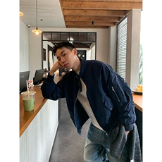 美式飞行员教练服夹克男士春秋季宽松休闲潮牌棒球服纯色工装外套，男装夹克，四季星座505