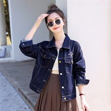 清仓捡漏~牛仔外套女秋季新款经典款翻领设计时尚百搭上衣小个子，女装牛仔外套，意芙