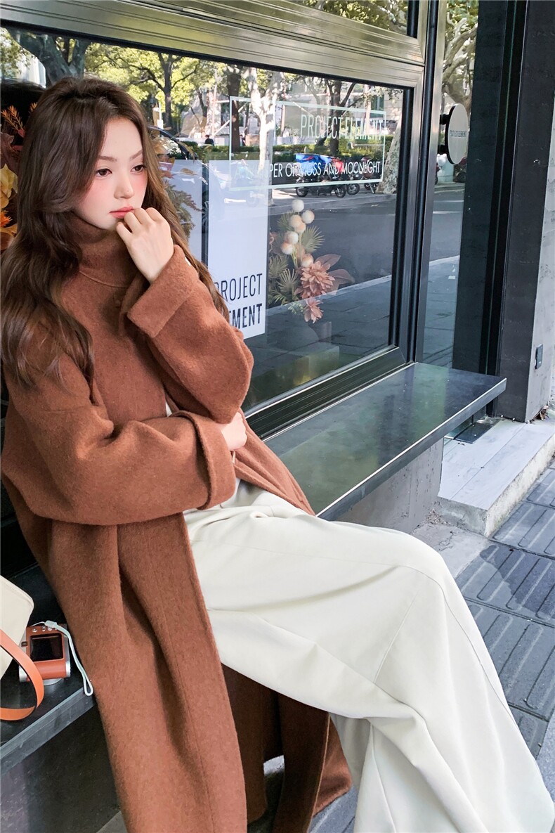 新款2025冬季高级双面羊绒呢大衣长款2C220L518P285K429,女装毛呢外套,2C220