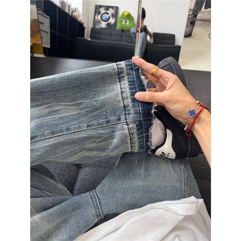 【有货】DN613-批45美式复古猫抓痕牛仔裤男秋季新款显瘦微喇长裤,男装牛仔裤,星座603-2