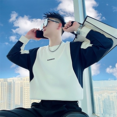 AW187/特P88控118秋季社会小伙设计感字母拼接撞色百搭卫衣男，男装卫衣，星座305B-1