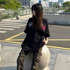 万针全刺绣工艺抖音得物高品质260克重磅纯棉双纱美式高街短袖T恤图片