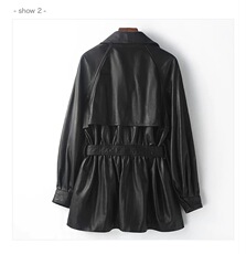 皮衣女款2025新款秋冬高级感皮风衣真皮海宁中长款进口绵羊皮外套，女装皮衣，泰合衣坊