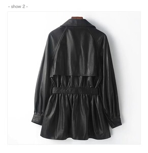 皮衣女款2025新款秋冬高级感皮风衣真皮海宁中长款进口绵羊皮外套图片