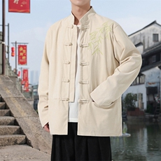 男士外套灯芯绒夹克盘扣立领唐装风XZ1512-2506单夹克-P85，男装夹克，星座1512