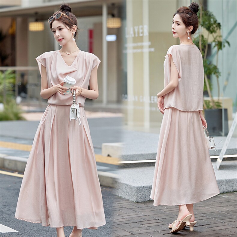 今年流行漂亮套装裙2024夏装新款法式优雅气质女神范半身裙两件套，女装套装/套裙，难舍钰依