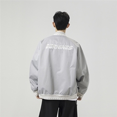 定制螺纹字母刺绣无影墙模特夹克男:100%聚酯纤维JK77944P85控138，男装夹克，星座226-1