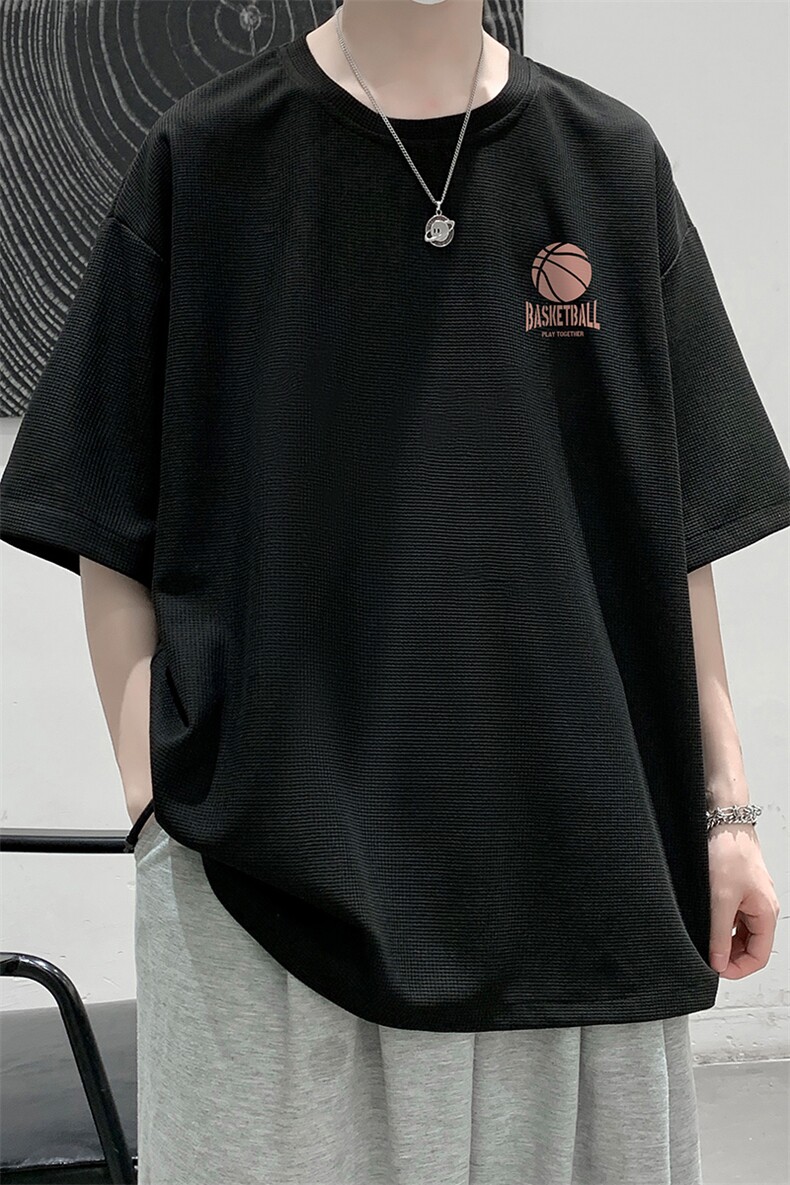 HT73237-P22华夫格t恤男短袖男大码五分袖大皂风,男装T恤,电商A040