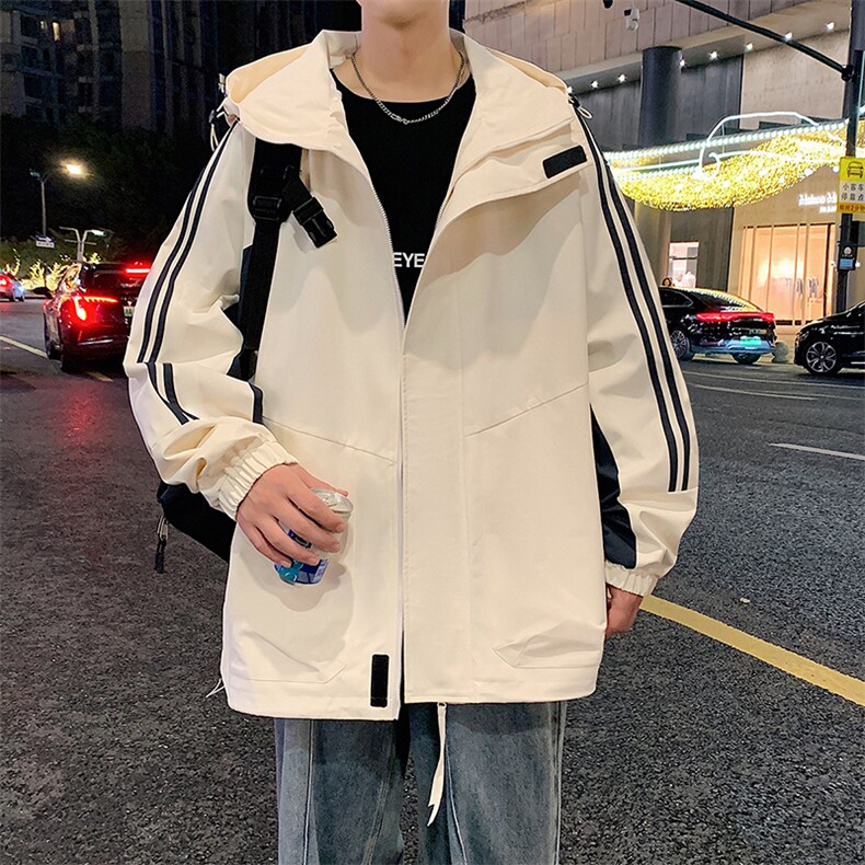 港风可二开中性风宽松夹克撞色拼接防水冲锋衣外套MYJ24-7832-P75,男装夹克,星座717