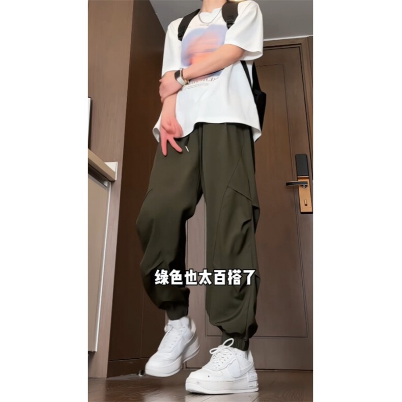 抖音！夏季薄款冰丝裤宽松休闲裤束脚裤直筒长裤BK0002-P30,男装休闲裤,电商B388