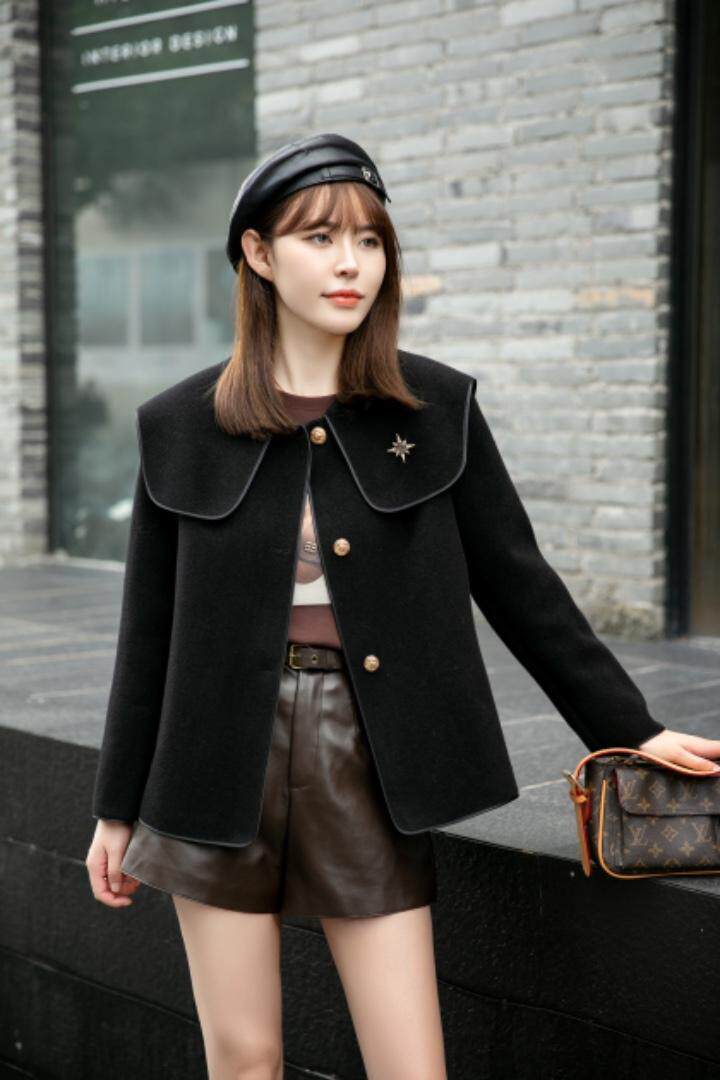 冬装新款：海军领短款双面羊绒外套M一XXL，其它，拉思维加丝