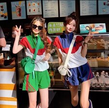 夏季新款时尚欧货洋气撞色套装，女装职业装，L·H·X