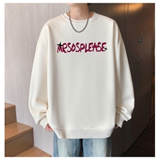 W576P35加绒P45港风套头宽松圆领春秋季卫衣男无帽外套长袖打底，男装T恤，星座304A-1