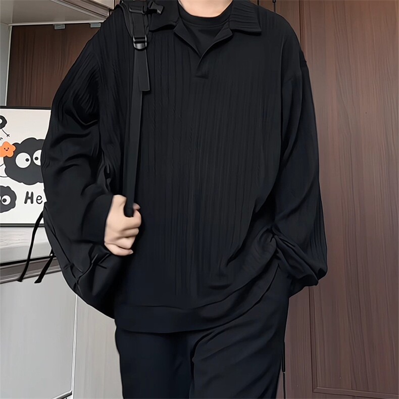 WY5066/P45秋装新款假两件卫衣男长袖宽松大码百搭潮流外套上衣,男装卫衣,电商A141