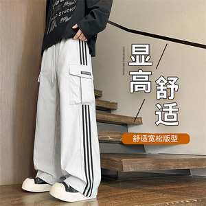 2025港风潮流工装宽松松紧速干伞兵裤男图片