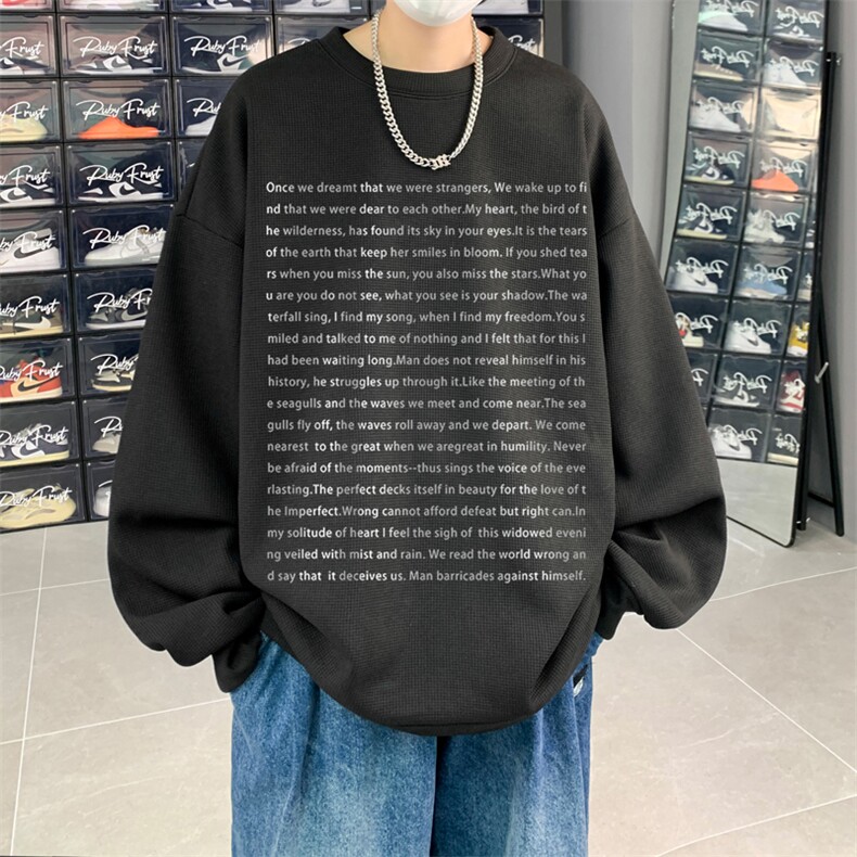 华夫格！华夫格上衣男圆领华夫格卫衣男大码长袖t恤男HY165-P30,男装卫衣,电商B367