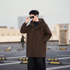 标50绒冬季袄子男士中长款连帽羽绒服保暖外套B338-9919-P275，男装羽绒服，电商B338