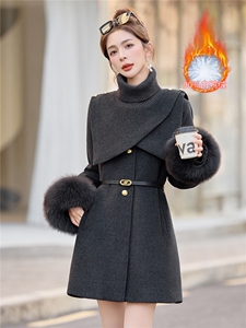 《现货》2025年冬季90白鸭绒中长款韩系淑女针织领狐狸毛羽绒服图片