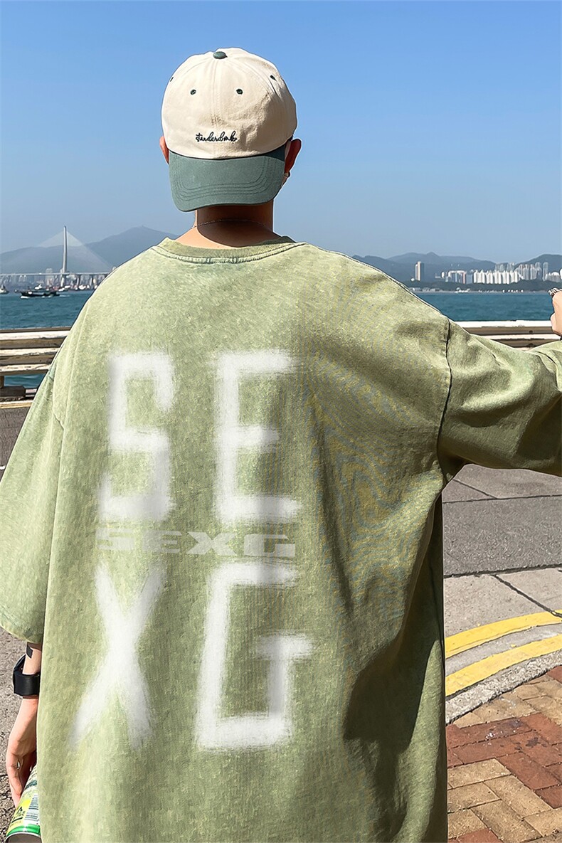 B239-1167-P38个性大字母印花欧美式复古水洗做旧重磅短袖T恤,男装T恤,星座514-2(原B239)