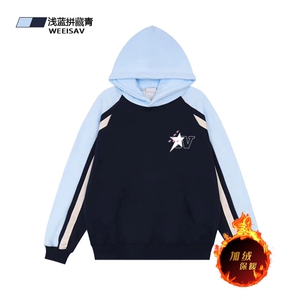 抖音得物供货 提供视频 秋冬重磅美式宽松接拼连帽卫衣3218图片