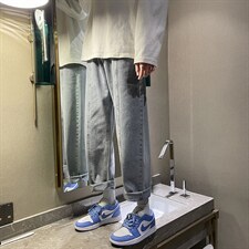 2023春款纯色宽松直筒老爹男女牛仔裤X715NZ016批45控68，男装牛仔裤，星座715