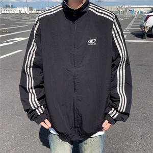 常规长袖方领立领秋季宽松双面穿三条杠外套男潮新款W9323/P68