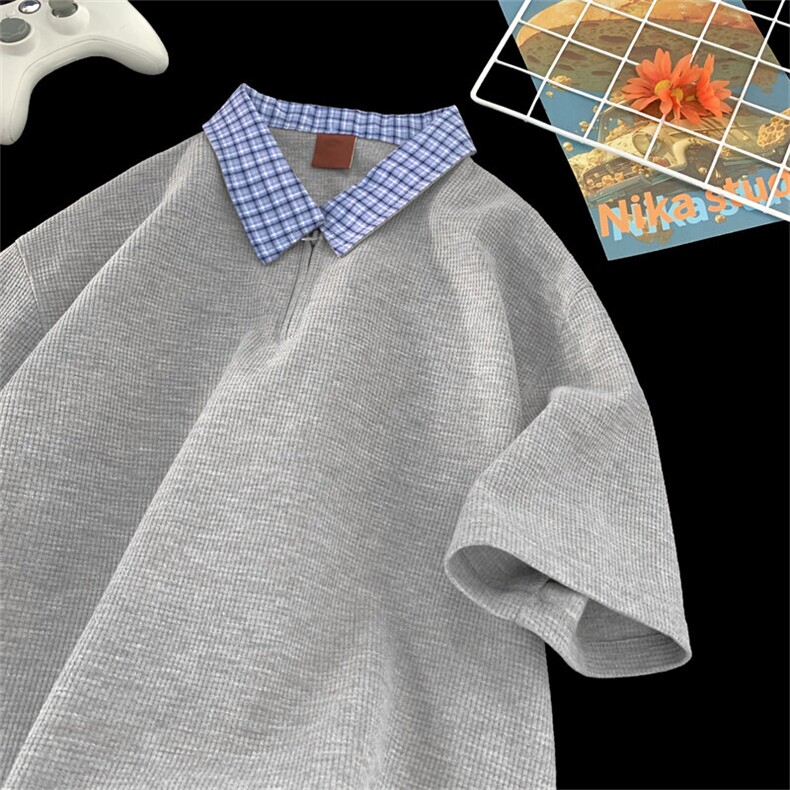 现货PL001-批40控68夏季新款大码假两件衬衫polo短袖T恤，男装T恤，星座301A