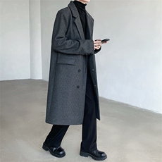 中长款毛呢大衣男202新款春秋季棉外套高级感英伦风衣JK0252-P98，男装风衣，星座308B-2