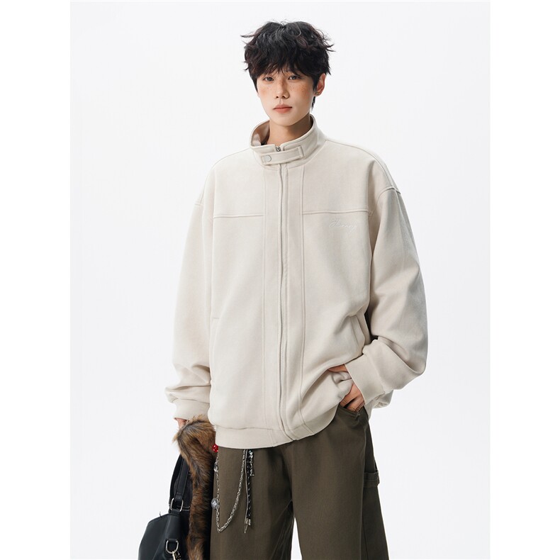 复古麂皮绒立领外套男女潮牌大码春秋飞行夹克美式外套JK5210/P80,男装夹克,电商B238
